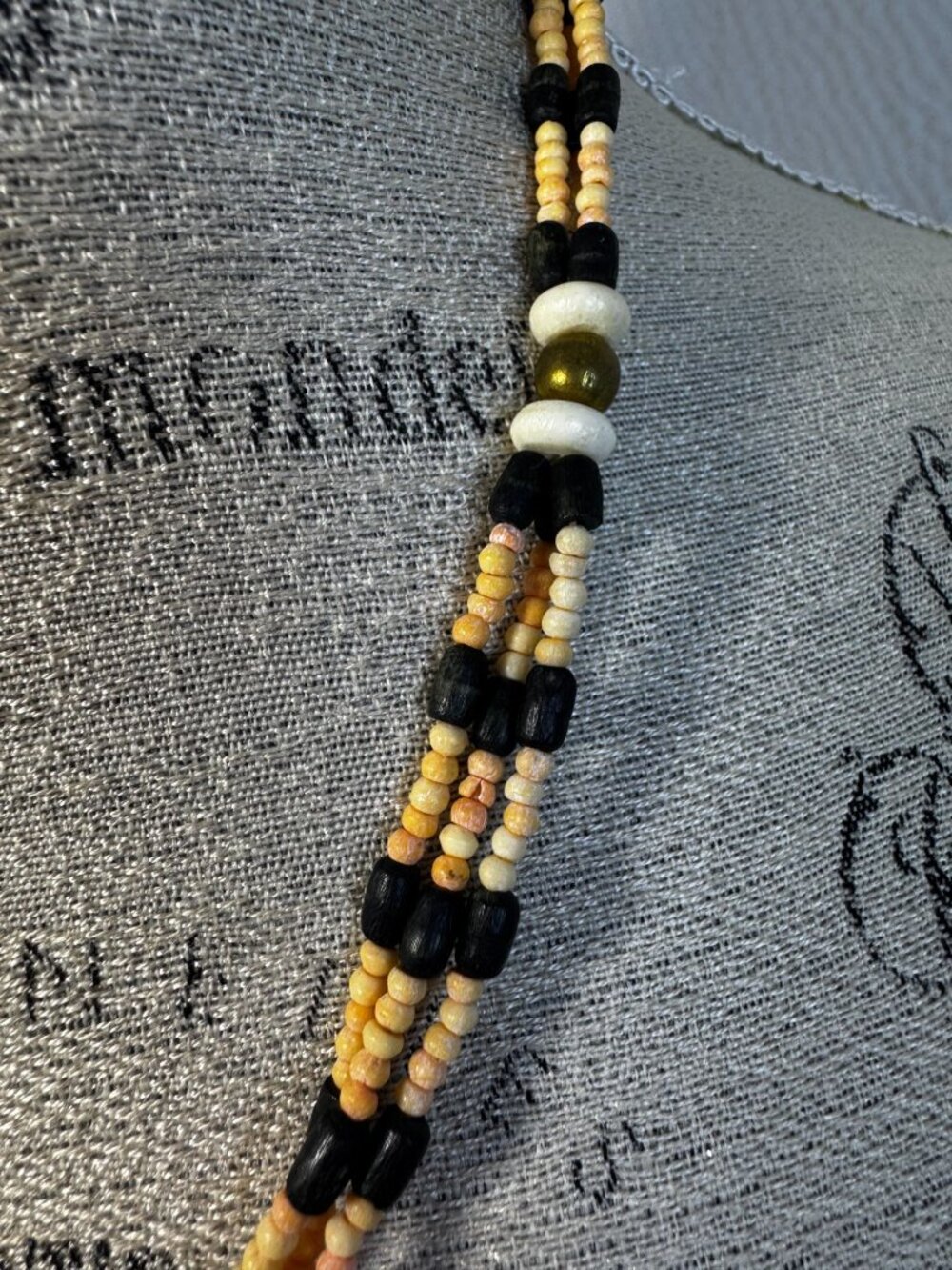 Vintage Ethnic Handcrafted Beaded Necklace Multicolor Brass Accent Bead BoHo - Picture 4 of 8